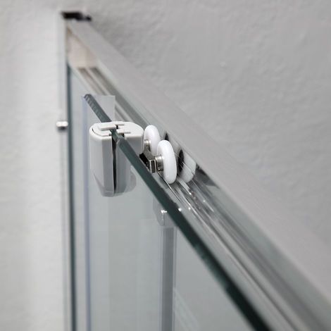 Kiamami Valentina – Porte de douche carrée 80x80 cm – Verre trempé 6 mm – Aluminium chromé – Ouverture coulissante – Nettoyage facile