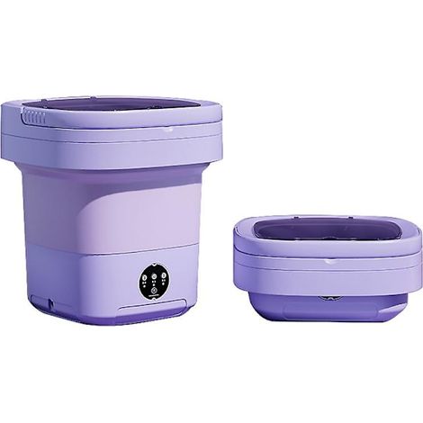 Machine à laver pliable compacte, bac à linge portable, lave-linge et sèche-linge portable, 9 L, pliable, 2 en 1, violet-AquaForge (1/5)