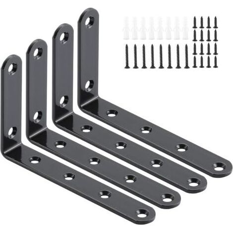 Regalwinkel, L-förmige Stahlwinkel für Holzmöbel, Regale und Schränke, rechtwinklige Winkel, 4 Stück (1/2)