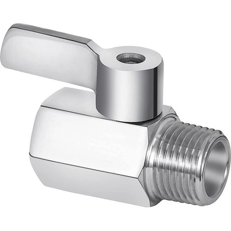 Robinet d'arrêt pour pommeau de douche, mini-robinet à bille en acier inoxydable 304, filetage NPT (1/2" mâle x 1/2" femelle) (1/4)