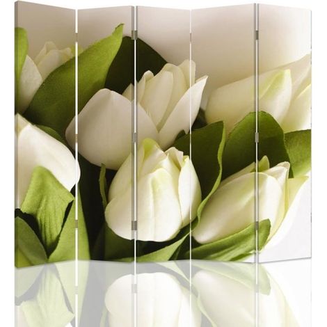 Paravento bilaterale, Tulipani bianchi freschi - 180x170 (1/5)