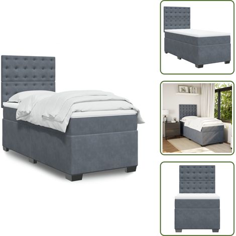 Boxspringbett mit Matratze Dunkelgrau 90x200 cm Samt - Boxspringbett - Boxspringbetten - Bett - Betten (1/5)