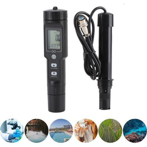 Medidor de oxígeno profesional con electrodo desmontable para acuarios, estudios científicos e industria, pantalla LCD iluminada. (1/5)