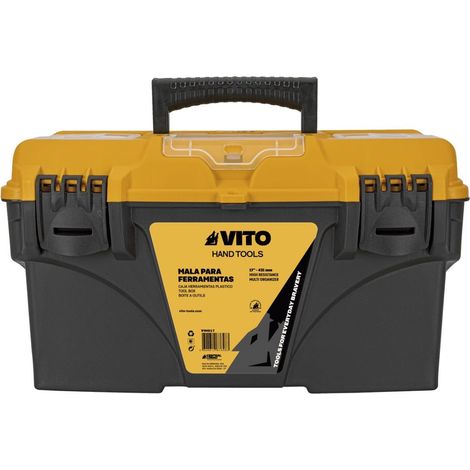 Boite à outils vide 18" 43.2 x 25 x 23.8 cm - Caisse à outils 3 organiseurs et porte outils Amovible VITO (1/5)