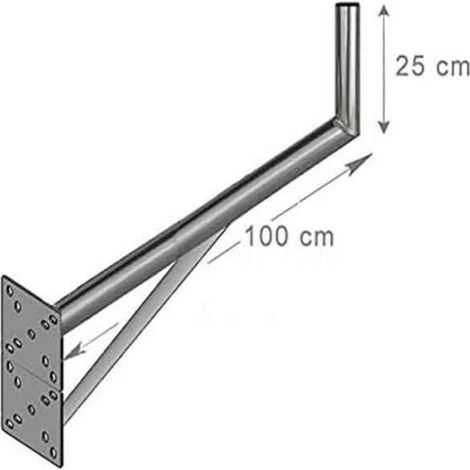 Fixation murale en L pour antenne et parabole – Acier galvanisé – Déport 1 mètre – Dimensions 100 cm x 25 cm – Installation stable – Hdme