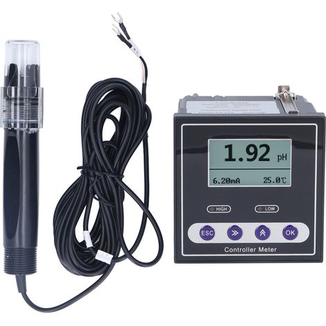 Contrôleur pH/ORP industriel PH-110 pour eaux usées, mesure continue 0.01pH, écran LCD rétroéclairé, sortie 4-20mA, alarme, AC220V