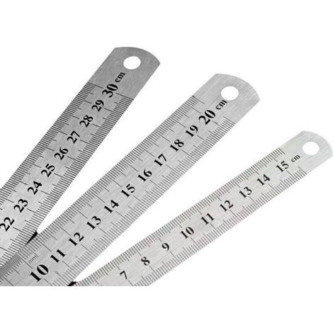 BUNTHAUS 3 Pcs Réglet 15cm 20cm 30cm Outil Règle pour Étudiants et Bureau (Règle en acier inoxydable), argent