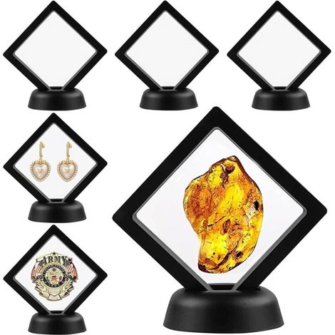 6 PièCe Cadre Flottant Support Titulaire Cadre Flottant Cadre Flottant Transparen Bijoux BoîTe Vitrine à Suspension Support De PréSentation Flottant Pour Affichage Anneau Pendentif Bracelet(6) (1/4)