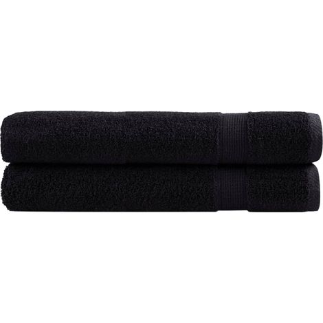 Serviettes de sauna haut de gamme SOLUND, lot de 2. Noires, 80 x 200 cm, 600 g/m².