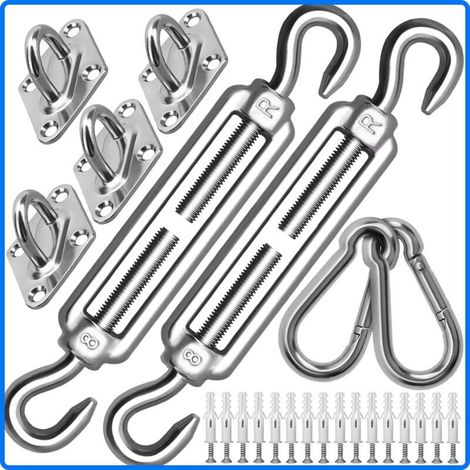Hochleistungs-Befestigungsset für Sonnensegel M8, Befestigungsset für Markisen aus Edelstahl 304 für Dreiecks- und Quadratmodelle, Zubehörset (M8) (1/5)