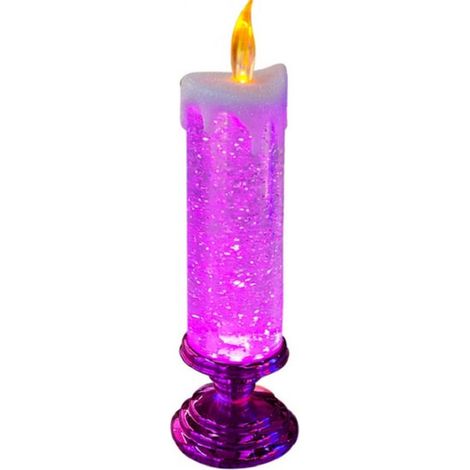Weihnachtliche，wirbelnde Glitzer-LED-Kerzen，USB-wiederaufladbar，für Weihnachtsfeiern，Heimdekoration (Lila) (1/5)
