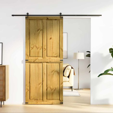 vidaXL Porta del fienile Corona Marrone Miele 90 x 210 cm