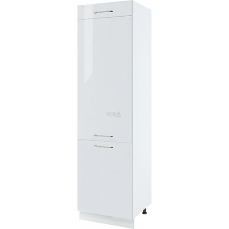 Colonne de cuisine pour réfrigérateur encastrable Bellissi Blanc Brillant 3 portes L 60 cm -  Porte avec poignée apparente  White