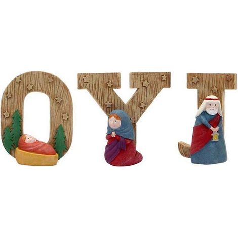 Figurines de lettres en résine à décor chrétien - Décoration élégante pour Noël (1/4)