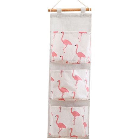 Sac De Rangement Murale - 3 Poches En Lin Épais Avec Revêtement PE - Pour Armoire Porte Mural Bureau Cuisine Salle De Bain - 1 Pièce (1/5)