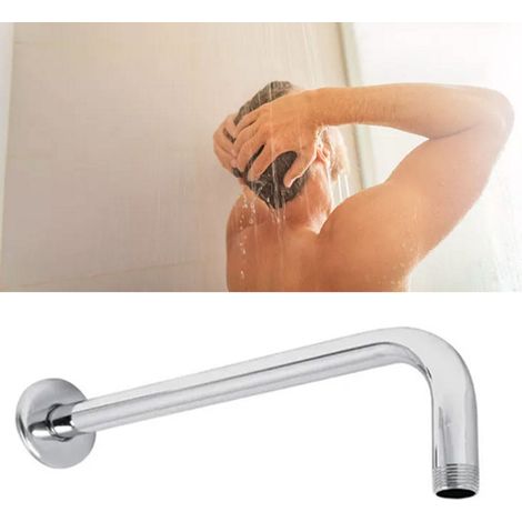 Bras de douche tubulaire de 50 m de longueur totale, diamètre 20 mm, en acier inoxydable chromé résistant à la rouille. (1/5)