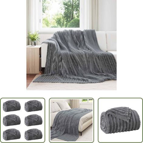 Couverture pour canapé - Couvertures à jeter 6 pcs Gris foncé 270 x 240 cm Toison (1/5)