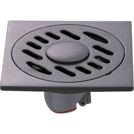 Grille d'évacuation de sol 10 cm noir mat et argent Couvercle d'évacuation carré en laiton pour douche/baignoire carrelée (1/5)