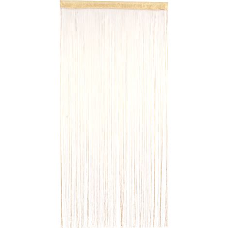 Rideau En Chaîne À Glands - Polyester Beige Pour Chambre Et Café - Décoration Fenêtre Intérieure - 1 Pièce (1/5)