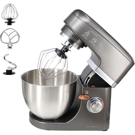 6-speed electric stand mixer, electric kitchen mixer with dough hook, flat beater and metal whisk, mixing bowl (1/5)