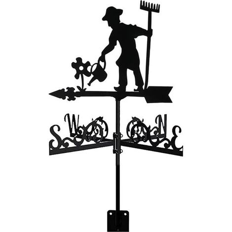 Girouette en métal - Chevalier noir - Fer forgé - Antirouille - Décoration de cour - Indicateur de vent