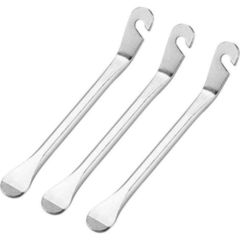Juego de 3 herramientas para cambiar neumáticos de bicicleta, herramienta para reparar y desmontar neumáticos de bicicleta (plateada) (1/4)