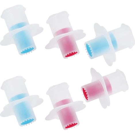 Cupcake-Ausstecher aus Kunststoff (6 Stück), Teiglöffel, Tortendekoration (3 rote + 3 blaue)