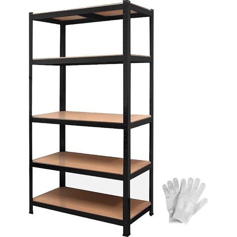 YODOLLA Heavy Duty Garage Shelving Unit 1.7M x 0.75M - 5 Tier Black Boltless Steel Storage Rack, 875kg Capacity for Garages (1/5)