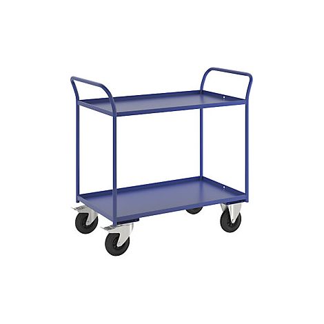 Carrello robusto in lamiera 2 ripiani Blu con freno - KM4175-BB Kongamek (1/3)