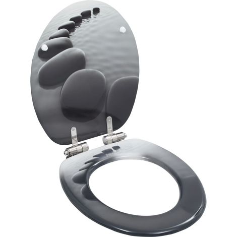 Abattant de toilettes en MDF, motif 3D, fermeture ralentie, réglage universel (1/5)