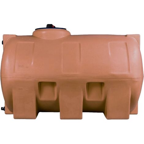 Cuve récupération eau de pluie 750L - Réservoir aérien horizontal Terracotta - Polyéthylène - ELBI CHO (1/5)