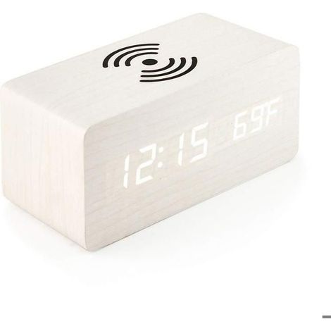 Réveil numérique avec chargeur sans fil, horloge de bureau LED avec affichage de la température, 9952 (1/4)