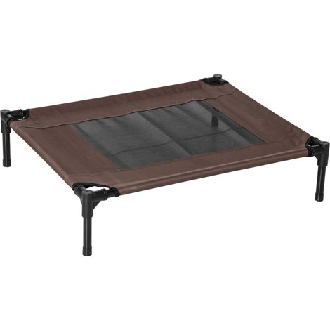 CHICFURN Lettino rialzato da esterno per cani 76 x 61 x 18 cm in acciaio marrone (1/5)