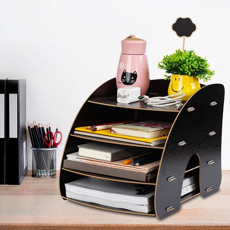Présentoir à magazines et livres A4 multicouches en forme d'arc, boîte de rangement pour bureau ou maison n° 2 (1/4)