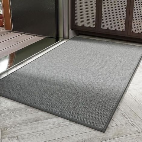 Tapis Entrée Intérieur,80 x 120cm Paillassons pour entrée,Paillasson Tapis Interieur Lavable en Lin,Tapis de salon,Gris (1/4)