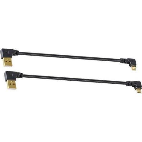 Câble USB 2.0 vers micro-USB mâle coudé à 90° plaqué or de 1 m avec rallonge de charge et de synchronisation de données. (1/5)