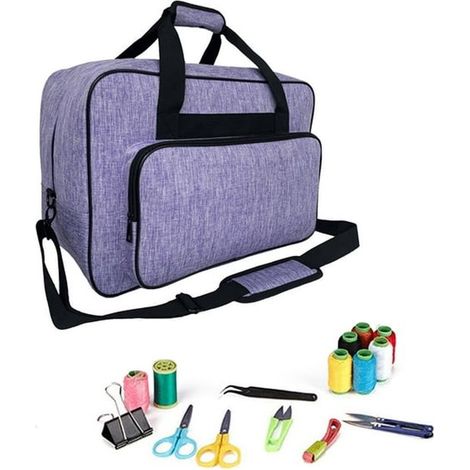 Sac à main pour machine à coudre - Sac de voyage universel - Bandoulière amovible - Double poignée et plusieurs compartiments de rangement spacieux - Convient pour machine à coudre et accessoires de c (1/5)