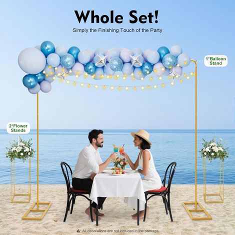 2 x 2 m Metall Hochzeitsbogen, Traubogen, Traubogen Hochzeit mit 2 Stück 80 Hoch Blumenständer, Kann Diy-Dekoration für Hochzeiten, Jubiläen, Geburtstagsfeiern,Abschlussfeiern, Gold