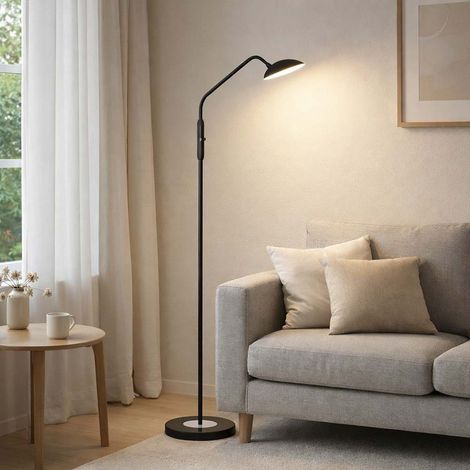 Lampada da terra LED dimmerabile lampada da soggiorno lampada da terra touch dimmer sabbia nera regolabile, 7,5W 880lm bianco caldo, bianco neutro, DxH 23x135 cm
