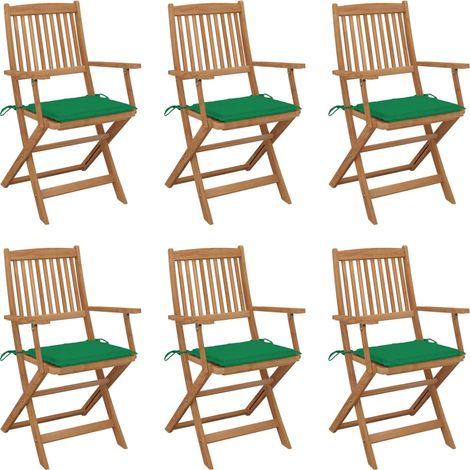Klappbare Gartenstühle 6 Stk. mit Kissen Massivholz Akazie