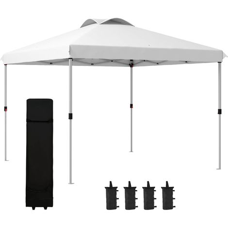 Tonnelle barnum pavillon de jardin pop-up pliant 3 x 3 m avec sac de transport à roulettes, hauteurs réglables