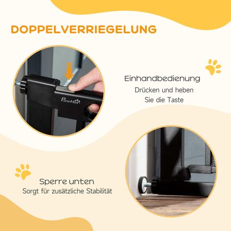 Barrière de sécurité réglable 75-103 cm pour chien et animal, noire, pour escalier