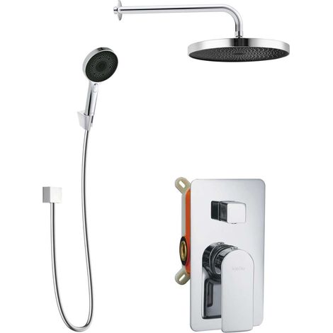 kielle Vega - Duschset mit Unterputzarmatur, für 2 Verbraucher, mit Zubehör und Einbaukörper, verchromt 20618SP40
