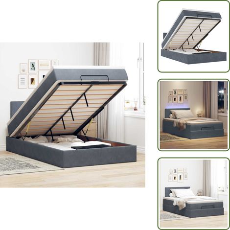 Luci a LED - vidaXL Pouf Letto con Materasso e LED Grigio Scuro 120x190cm Velluto - Stoccaggio sotto letto