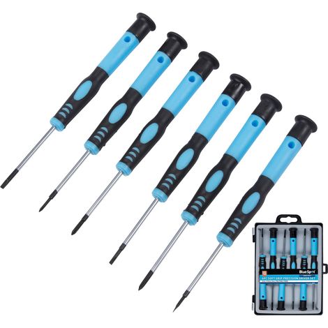 BlueSpot 6pc Precision Screwdriver Set Magnetic Tips PC Repair Phillips Slotted (1/2)