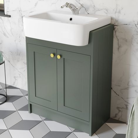 Aquari Traditional Vanity Basin Unit Freestanding 1 Tap Hole Bathroom Furniture Green (1/5)