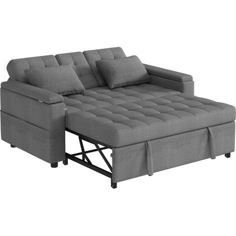 Canapé convertible 2 places avec rangement et dossier inclinable gris (1/5)