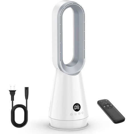 Ventilateur Colonne Sans Pales, Ventilateur Tour Silencieux avec Télécommande, 8 Vitesses, Moteur Brushless, Rotation Horizontale de 80°, Minuterie 9H, Ventilateur de Table et sur Pied pour Maison (1/5)