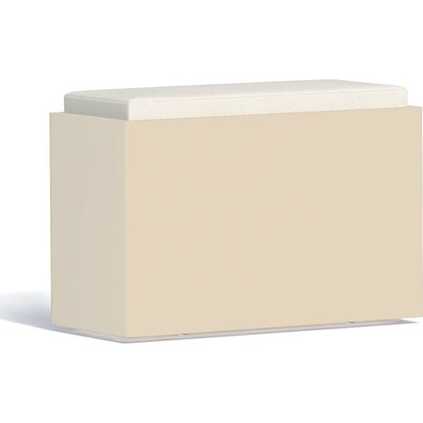 Panchina pouf moderno arredo design 80x35 H5 in polimero bianco con cuscino per interno ed esterno - Made in Italy - Monacis (1/2)