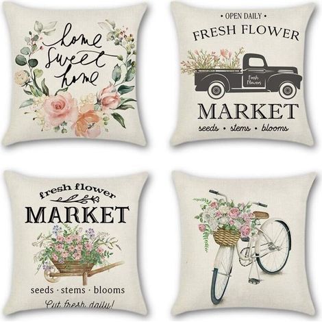 Set di 4 fodere per cuscini decorative colorate e traspiranti per auto, casa, letto, ufficio, bar, giardino, esterni (1/5)